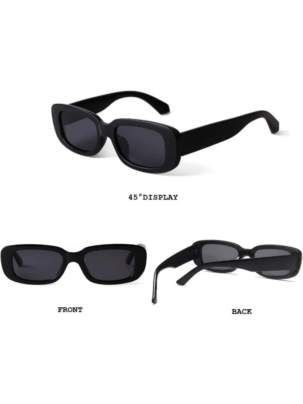 Retro Rectangle Sunglasses for Women - Vintage 90's Narrow Square Frame, UV400
